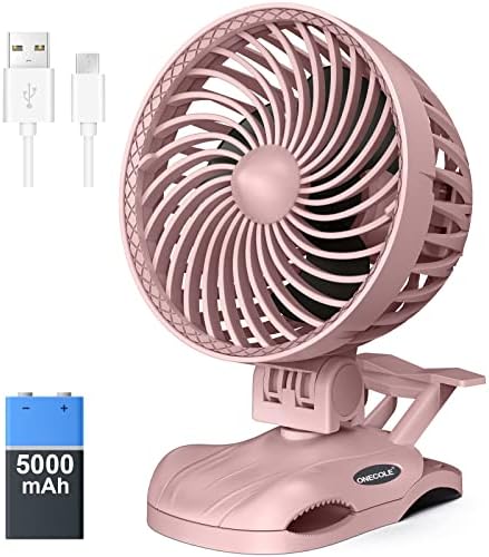 5000mAh Portable Clip on Fan Battery Operated - Rechargeable 6 inch Small Desk Fan, 24 Hours Running Time, CVT Speeds USB Fan, 360° Adjustable, Quiet Personal Fan for Outdoor Camping Golf Cart Office