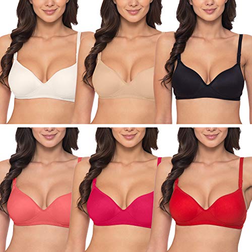 Image of Komli - Heavily Padded Push-Up Bra - Cotton Rich - Balconette - 3 /4th Coverage, Seamless, Wireless, Multiway Straps - T-Shirt Bra