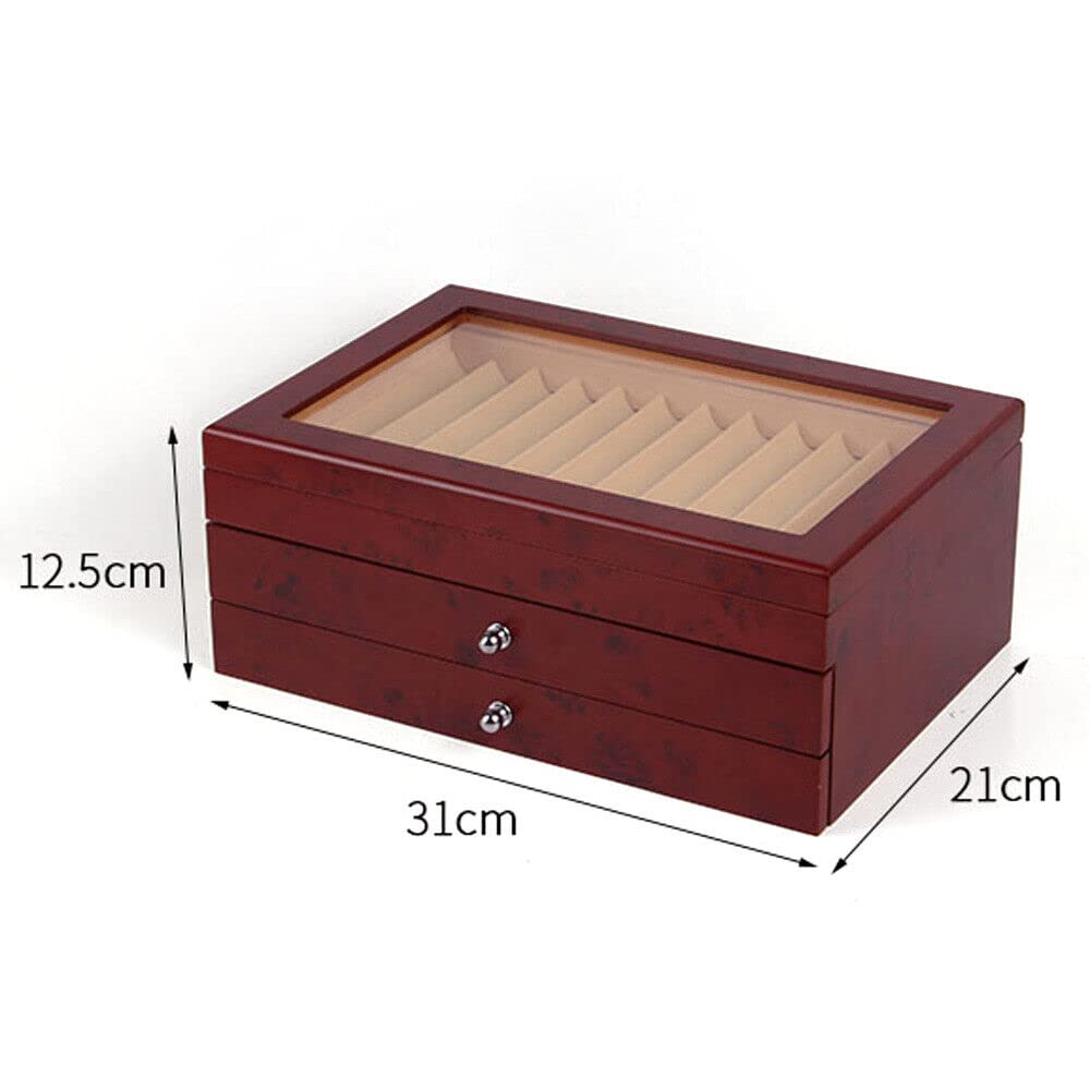 Verzameldoos bewaardoos vitrine 12 pennen walnoot top
