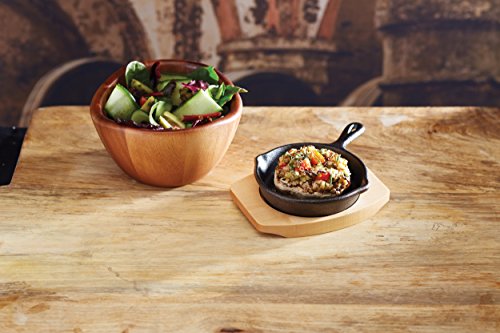 Artesà Small Frying Pan, Cast Iron, Non Stick, with Wooden Serving Board, Grill Pan Sizzle Skillet with Stand, for Fajitas, BBQ, Omelette, Tapas and Desserts, 11cm diameter - Image 5