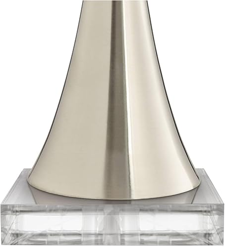 Miniatura 5 de 360 Lighting Rachel - Juego de 2 lámparas de mesa modernas de 29 1/2 pulgadas de alto con elevador cuadrado transparente, columna de metal cóncavo