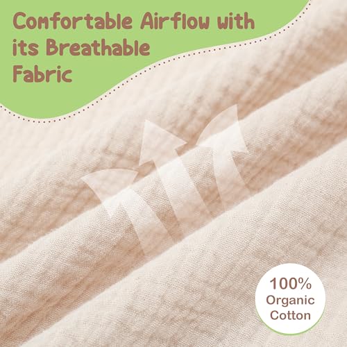Organic Cotton Nursing Cover, Muslin Breastfeeding Cover 43 x 28 inches, Breathable Nursing Cover Up for Breastfeeding, Multi-Purpose Breast Feeding Covers for Women (Ivory)