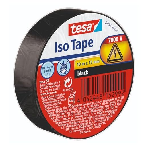 Cinta aislante de PVC tesa(10 m x 15 mm), color negro