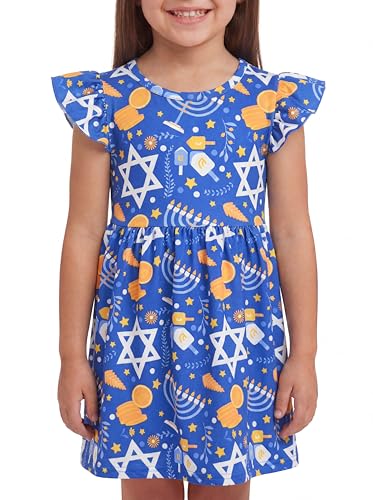 Image of Unique Baby Girls' Short Sleeve Everyday Printed Dresses for Kid and Toddler, Sizes 2T-12Y