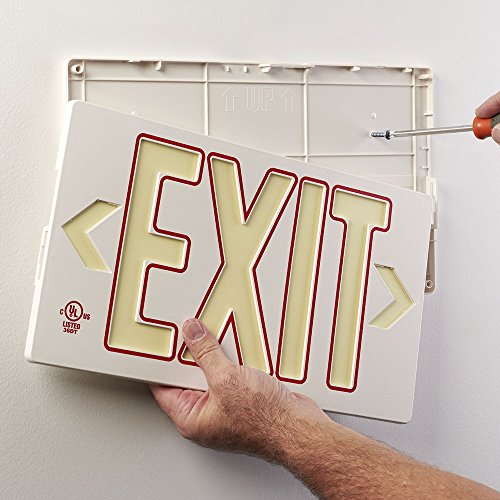 Ul Listed 50 Foot Jessup Glo Brite 7132-B Exit Sign Double Sided With Frame, White With Red Outline, 8.75-Inch X 15.5-Inch (Mounts 4 Ways, Includes Bracket And Arrows) #TOP3