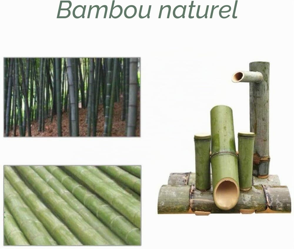 Cascade pour Étang de Jardin, Kit de Fontaine en Bambou Solaire, 35CM - Fontaine d'Eau Extérieure pour Jardin Japonais