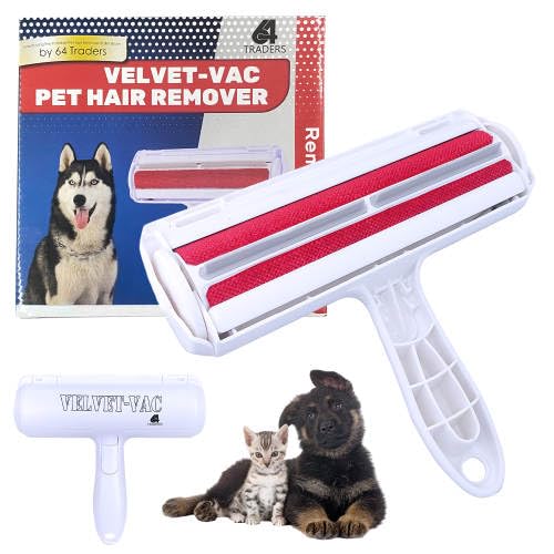 Pet Hair Remover Roller, Reusable Lint Roller for Furniture, Couch, Carpet, Clothing, Ergonomic Handle, Portable, No Batteries Required, Easy-to-Clean, White, Ideal for Dog & Cat Owners