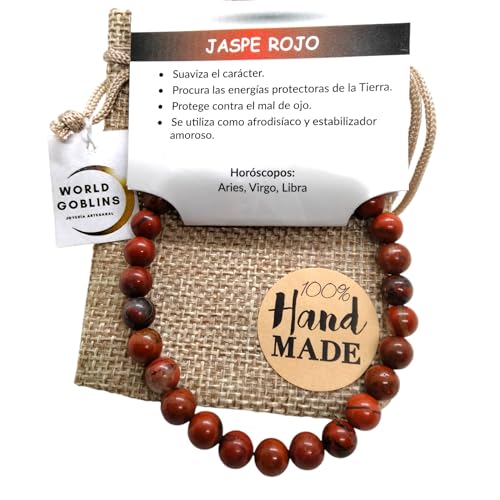 Pulsera Tibetana Jaspe Rojo Elástica