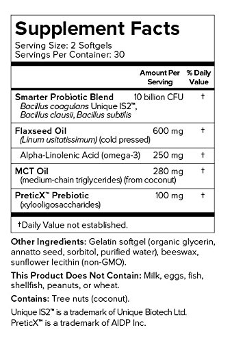 Smarter Gut Health Probiotics - Superior Digestive & Immune Support From 100% Soil-Based Probiotic - Includes Premium Prebiotic Preticx To Help Keep Good Bacteria Healthy & Growing (30 Servings) #TOP3