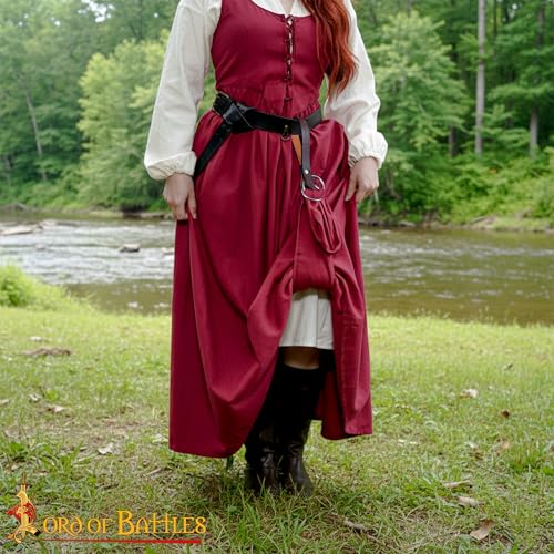 Lord of Battles 2pcs Skirt Hikes – Handmade 100% Full Grain Leather Waist Skirt Hoops Accessory for Renaissance, Cosplay (Brown)