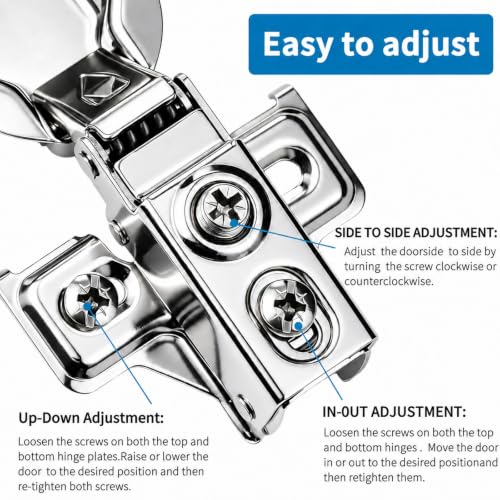 ProGemyllic Cabinet Hinges - 2 Pack Soft Close Cabinet Hinges for Full Overlay Cabinet,Stainless 105Deg Opening Face Frame Cabinet Door Hinges with Door Bumper,Cabinet Hinge Repair Plate and Screws by ProGemyllic - Used condition - Image 5