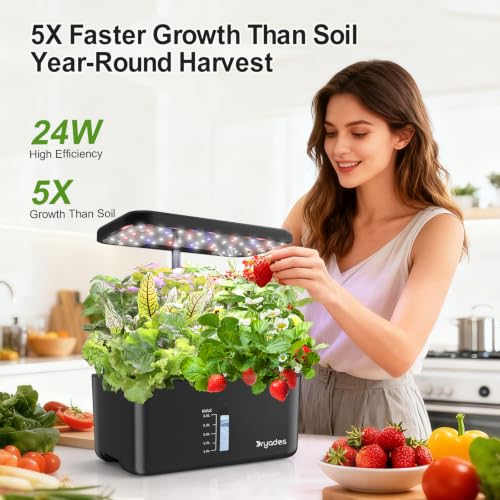 Image of Indoor Garden 10 Pods Hydroponics Growing System w /LED Grow Light | Plant Germination Kit, Smart Quiet Pump, Adjustable Height Hydroponic Planter, Countertop Herb Garden, Ideal Gift Idea