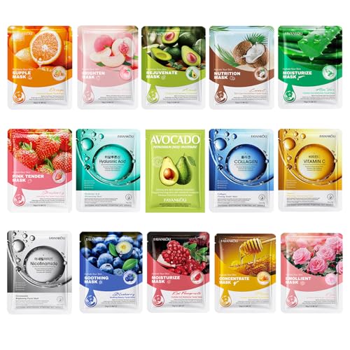 15 PCS Plant & Fruit Mask,Birthday Party Spa Gifts for