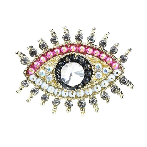 Image of Retro Evil Eye Brooch Fashion Unique Crystal Pearl Abstract Eyes Brooches Pin Badge for Women Bridal Jewelry Gift