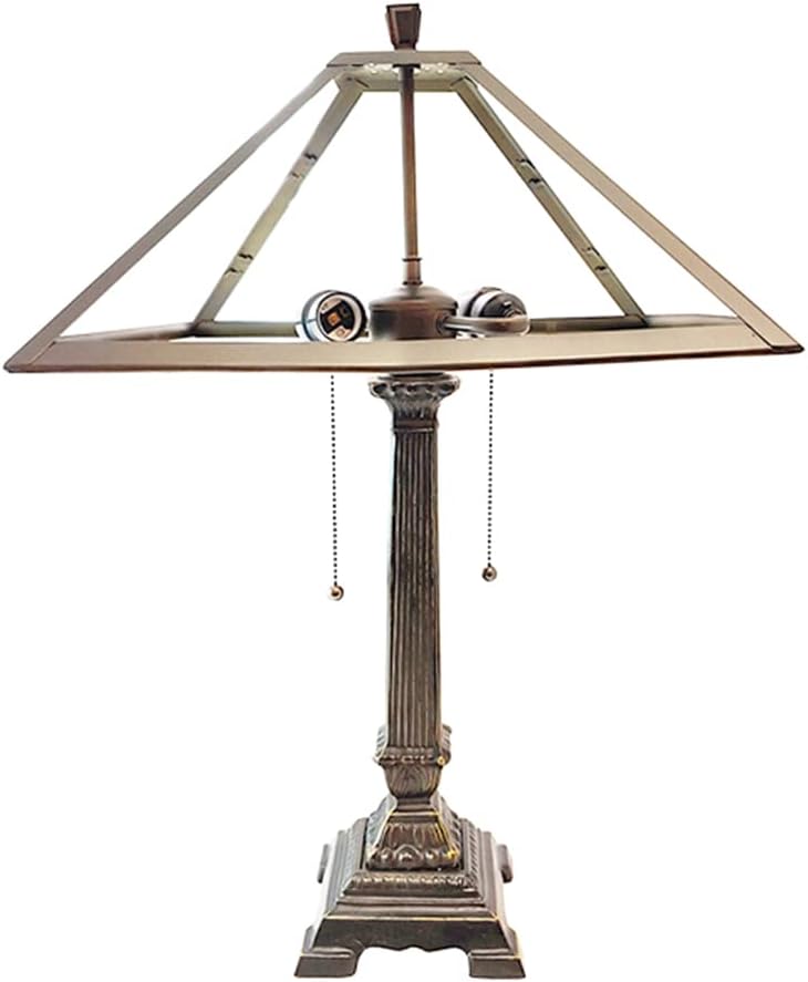 15" Dia. Metal Panel Lamp Shade & Base, Dark Bronze Finish with Gold Highlights, Nicely Weighted, 25" Tall