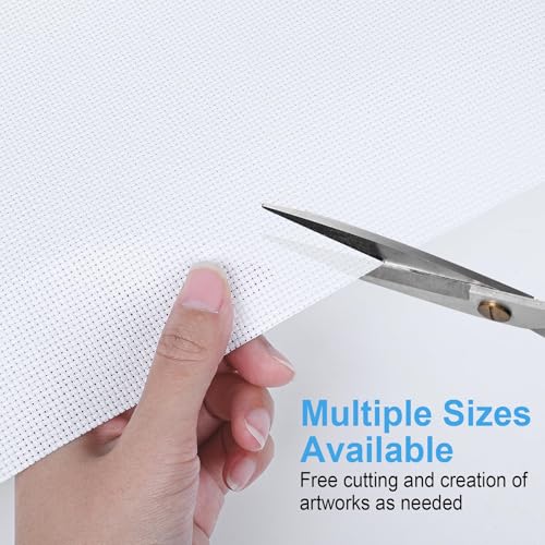 Image of Cross Stitch Fabric 14 Count Aida Cloth 28 x 19 Inch Large Size Classic Reserve Cross Stitch Supplies Embroidery Fabric for Home DIY Craft Decoration Handmade, White