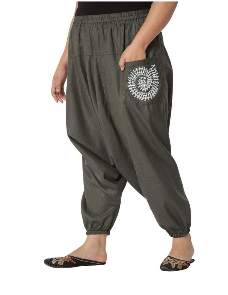9rasa Women's Plus Size Cotton Printed Pockets Drop-Crotch Harem Dhoti Pants Trouser for Casual Evening FusionWear-picture-22