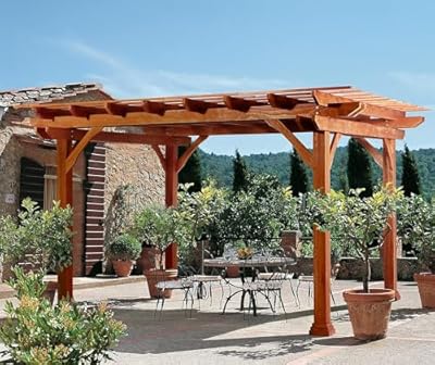 U-MAX Wood Pergola 12'x10' Cedar Wood Gazebo with Durability, Stability, Structure, Snow and Wind Supported,Mirador Outdoor Pergola for Patio Deck Garden Backyard and Patio
