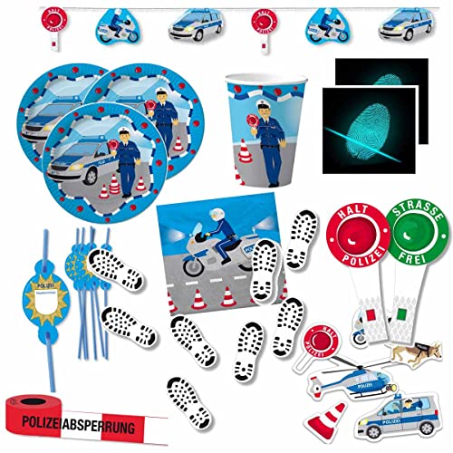 Polizei-Partyset für 10 Kinder mit Sticker Fingerabdruck // Großes Partyset für die Partydekoration Polizeigeburtstag 10 Kinder Cover