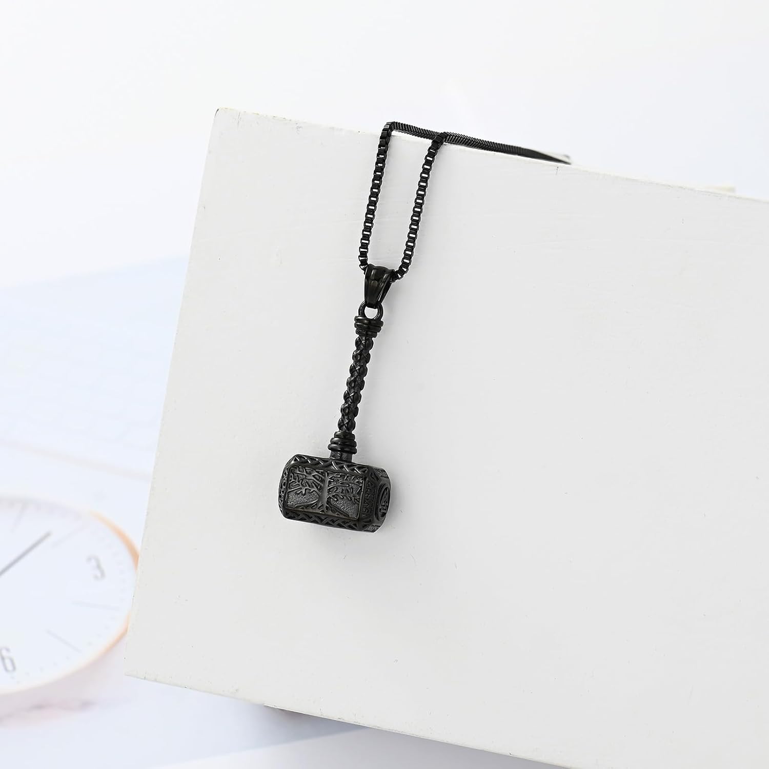 XSMZB Viking Thor Hammer Cremation Jewelry for Ashes Tree of Life Hammer Keepsake Ashes Necklace for Human Pet Funeral Memorial Pendant - Image 6
