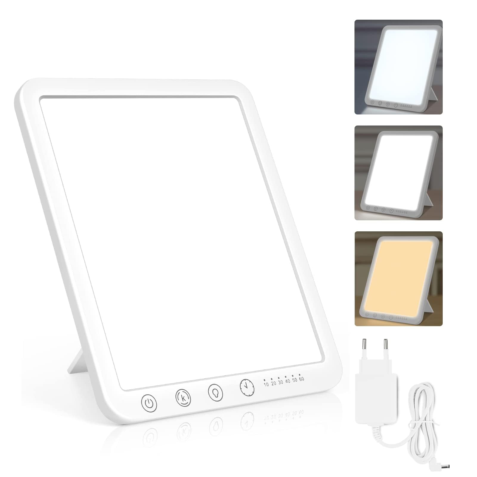 Tageslichtlampe 15000 Lux, UV-freie LED Lichttherapielampe, Touch-Control Vollspektrumlampe für Zuhause