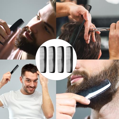 4PCS Hair Comb Portable Pocket Plastic Hair Combs Fine and Standard Tooth Combs Black Mens Combs for Women Men Hairdressing Barber Hair Care Tool - Image 8
