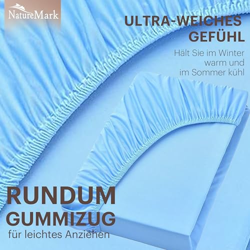 NatureMark Jersey Spannbettlaken, Spannbetttuch 100% Baumwolle in vielen Größen und Farben MARKENQUALITÄT ÖKOTEX Standard 100… – Ansicht 4