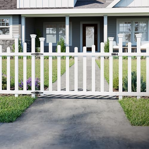2.5ft H x 5.1ft W (1 Gate) No Dig Zippity Madison Gate Kit, White Vinyl Picket Fence Gate Kit for Madison Fence Panels, Child or Dog Gate for Backyard, Patio, Outdoor, or Garden Fence, ZP19028