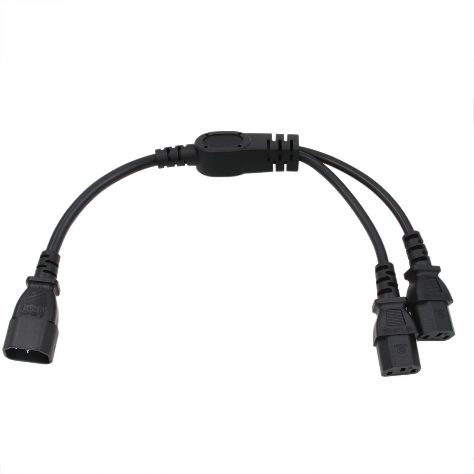 UPS PDU Computer Power Splitter Y Cord IEC320 C14 to 2 x IEC320 C13 10A 250V Extension Cable 12''