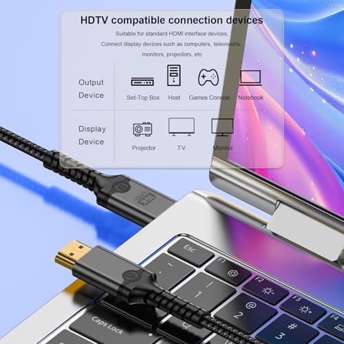 baolongking 16K HDMI 2.2 Cable, 96Gbps Ultra High Speed 16K@60Hz 8K@240Hz 4K@480Hz, for PS5 // TV/Gaming PC/Monitor/Projector (1M)
