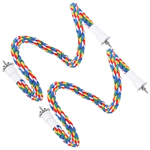Image of HEEPDD Bird Rope Perches Comfortable Bendable Swing Perch Toy for Bird Cages Cockatiels Multicolor Cotton Rope Stainless Steel 0.7in Diameter 2 Pack