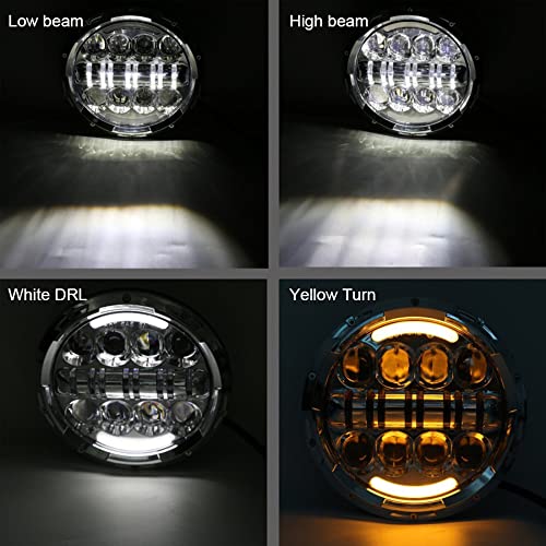 7 Polegada Farol Alto Baixo Feixe 80W Projetor Farol H4 Para Jeep Wrangler 2 Peças,Black