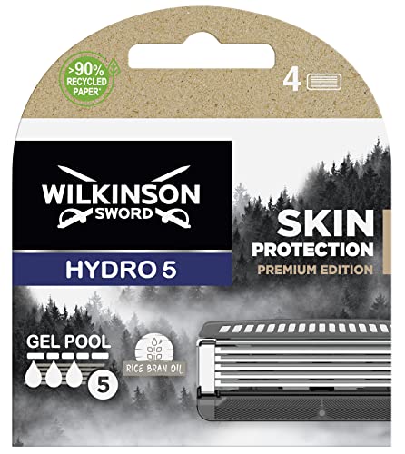 Wilkinson Sword - Maquinilla de afeitar Hydro 5 Skin Protection Premium Edition - Cuchillas de recarga x4 - Paquete con 4 cuchillas de carga