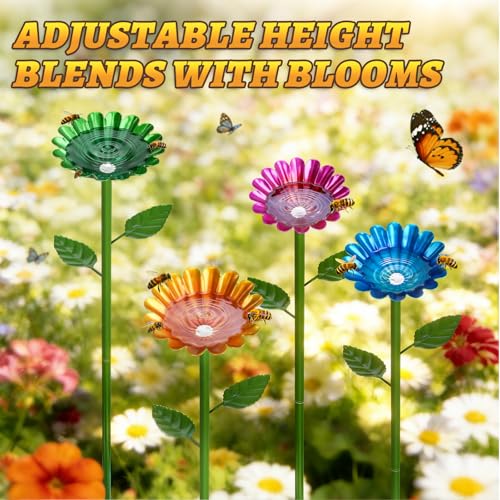 image for Mellbree Bee Watering Station, 4-Pack Metal Flower Bee Bath for Garden