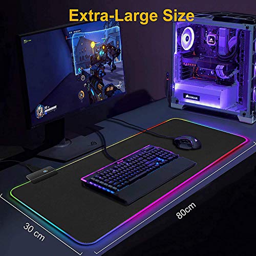 Image of CPEX RGB Gaming Mouse Pad Large Extended Soft LED Mouse Pad with 14 Lighting Modes Non-Slip Rubber Base Waterproof Desk Mat for Computer Laptop Keyboard 80 x 30cm Gamer Accessories