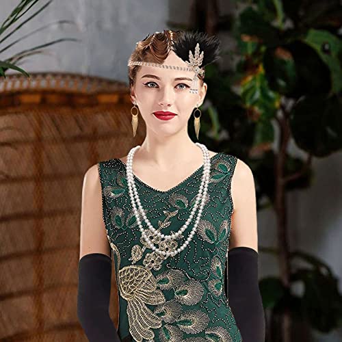 Womens 1920s Flapper Accessory Set Great Gatsby Headband Headpiece Roaring 20\'s Costume Accessories Pack of 5