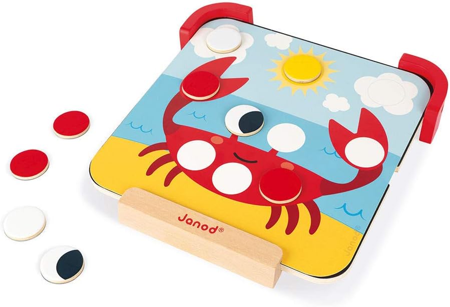 Janod I Am Learning Colors Magnetic Chips Game Set with 20 Activities and Chalk Board - Ages 2+ - J05321