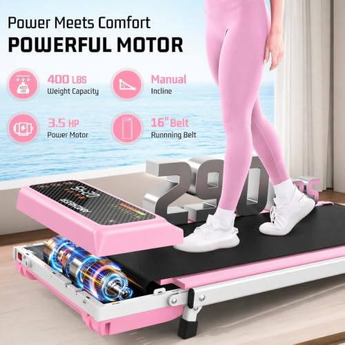 Image of FUNMILY Upgrade Walking Pad Folding Treadmill with 12% /15% Incline & Handle Bar, 3.5HP Foldable Under Desk Compact Treadmills for Home /Office /Gym, 400+lb Capacity, Shock Absorption