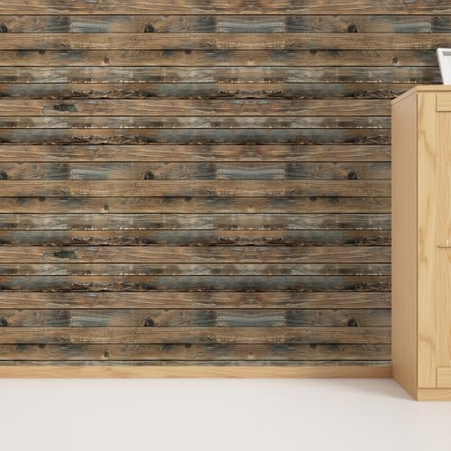 Papel pintado autoadhesivo madera negra PVC para cubrir paredes danadas 8