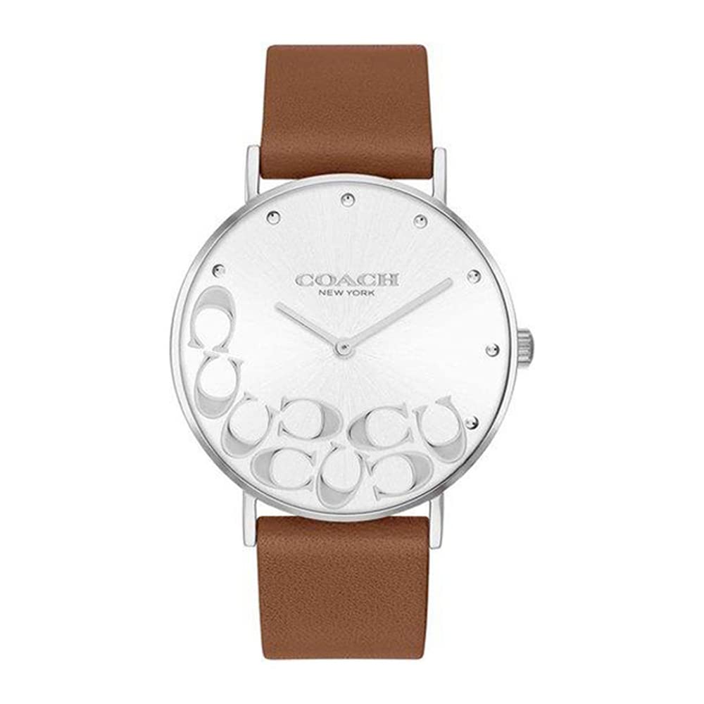COACH Quartz Analog Silver Dial Leather Strap Watch for Women-NECO14503803W (B0BD91PG6D) Amazon Price History, Amazon Price Tracker