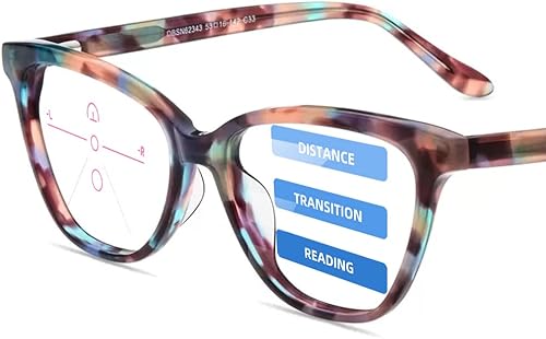 Firmoo Gafas de lectura progresivas 2.0 para mujeres y hombres, bloqueo de luz azul ojo de gato, lentes multienfoque, antifatiga ocular