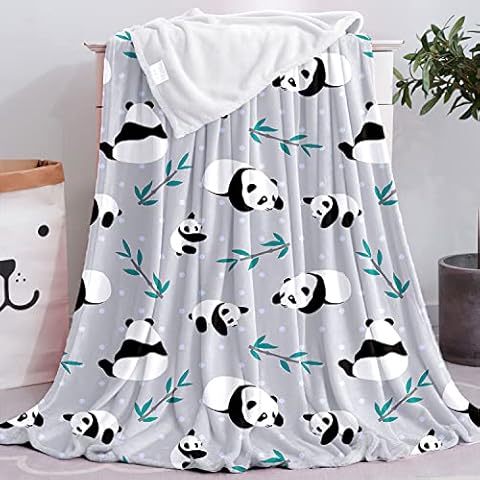PmseK Cute Panda Blanket for Kids Adults - Super Soft Warm Plush Fluffy Throw Blanket for Couch Sofa Bed Office Decor Gift (Panda Print Grey, 50 x 60 Inch) Cover