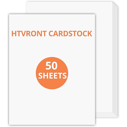 HTVRONT White Cardstock Paper Bundle - 50 Sheets Cardstock 8.5 x 11 Inch, 230 GSM Thick Cardstock for Cricut Machine, White Printer Paper for Scrapbooking, Crafts, Home Decoration (White/50 Sheets)