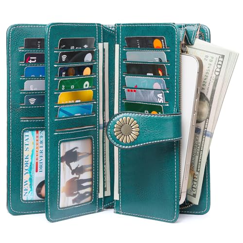 SENDEFN Wallets for Women Leather Credit Card Holder with RFID Blocking Large Capacity Wristlet2