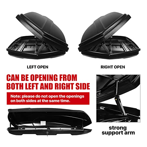 Image of DNA Motoring Extra Long XXL Rooftop Cargo Carrier Box Lockable Roof Luggage Storage Case w /Lock+Keys, 110Lb Capacity, 15 Cubic Ft.(Textured Black),PT-ZTL-8294-BK