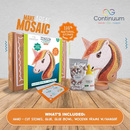 Continuum Games Mosaic Box Natural Stone Arts and Crafts Picture Puzzles DIY Craft Kit for Adults and Kids - Unicorn Face by Continuum Games - Image 2