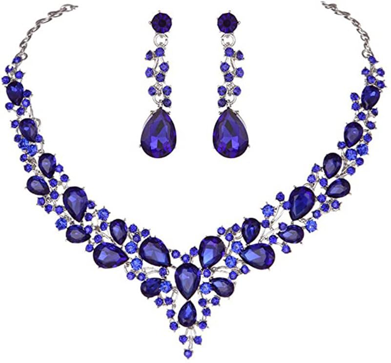 Image of Shining Diva Fashion Stylish Design Fancy Crystal Necklace Jewellery Set for Women | Trendy Celebrity Inspired Jewellery