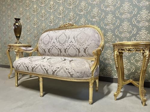 CasAmin Home & Living Gold Lounge Sofa Set, Retro Barock Rokoko Stil, Couch Set für Wohnzimmer Heimdekoration für Hotel Lounge – Bild 6