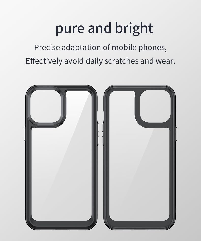 Two clear phone case outlines, illustrating the 'pure and bright' aesthetic and precise adaptation.