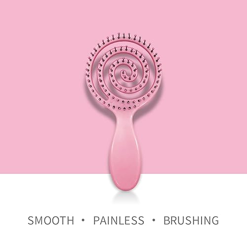 Miniatura 4 de RAIN'S SECRET Mini cepillo desenredante en forma de piruleta para mujeres, hombres, niños, cabello húmedo y seco, desenredante de bolsillo para